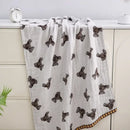 Boho cotton gauze bath towel beige & blue paisley bathroom wrap