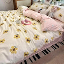 Boho cotton printed cream floral bedding set – bedroom duvet cover