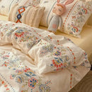 Boho cotton printed cream floral bedding set – bedroom duvet cover