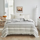 DecorBites™ Boho Stripe Furball Duvet Set: High-Quality King Size Bedding with Tassels