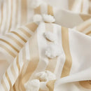 DecorBites™ Boho Stripe Furball Duvet Set: High-Quality King Size Bedding with Tassels