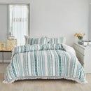 DecorBites™ Boho Stripe Furball Duvet Set: High-Quality King Size Bedding with Tassels