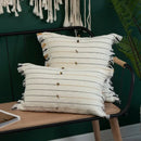 Boho cream & black handmade cotton woven cushion living room pillow