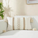 Boho cream & black woven cushion cover living room tasseled pillow