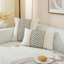 Boho cream & black woven cushion cover living room tasseled pillow