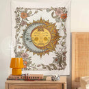 Boho cream celestial sun floral wall tapestry bedroom decor