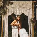 Boho cream cotton macrame wedding backdrop – living room wall decor