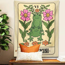 Boho cream gemini frog constellation wall hanging for bedroom decor