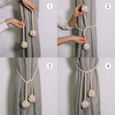 Boho cream handwoven cotton curtain tieback – living room tassel decor