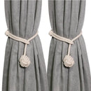 Boho cream handwoven cotton curtain tieback – living room tassel decor