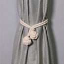 Boho cream handwoven cotton curtain tieback – living room tassel decor