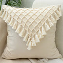 Boho cream lace floral cushion cover living room pom pom pillow