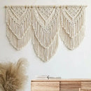 Boho cream macrame wall hanging tapestry bedroom geometric fringe