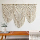 Boho cream macrame wall hanging tapestry bedroom geometric fringe