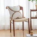 Boho cream & tan geometric tufted fringe cushion cover living room
