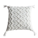 Boho cream textured round lumbar pillow cover set bedroom tassels