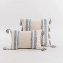 Boho cream tufted cushion cover with tassels for living room