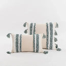 Boho cream tufted cushion cover with tassels for living room