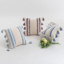 Boho cream tufted cushion cover with tassels for living room