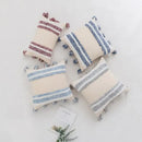 Boho cream tufted cushion cover with tassels for living room