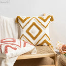 Boho diamond cushion covers – living room earthy tassel pillows