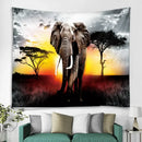 Boho elephant mandala tapestry orange and gray living room wall art