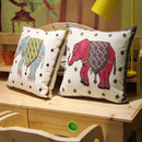Boho ethnic flower elephant pillowcase pink & teal bedroom decor