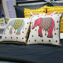 Boho ethnic flower elephant pillowcase pink & teal bedroom decor