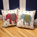 Boho ethnic flower elephant pillowcase pink & teal bedroom decor