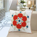 Boho farmhouse floral cream embroidered pillow covers living room