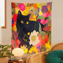 DecorBites™ Cat Print Poster: Funny Black Cat in Floral Bouquet - Boho Home Decor