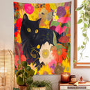 DecorBites™ Cat Print Poster: Funny Black Cat in Floral Bouquet - Boho Home Decor