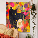 DecorBites™ Cat Print Poster: Funny Black Cat in Floral Bouquet - Boho Home Decor