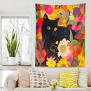 DecorBites™ Cat Print Poster: Funny Black Cat in Floral Bouquet - Boho Home Decor