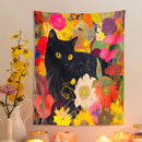 DecorBites™ Cat Print Poster: Funny Black Cat in Floral Bouquet - Boho Home Decor