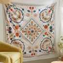 Boho floral celestial wall tapestry bedroom orange & blue decor