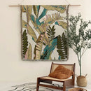 Boho floral cotton blanket navy blue & orange living room throw