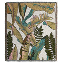 Boho floral cotton blanket navy blue & orange living room throw