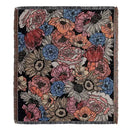 Boho floral cotton blanket navy blue & orange living room throw