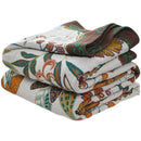 Boho floral embroidered cream cotton bedspread for bedroom