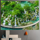 Boho forest waterfall art tapestry living room wall hanging