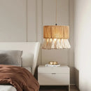 Boho fringe hemp rope pendant light – living room wood woven tassel