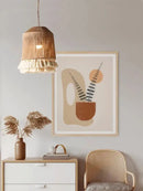 Boho fringe hemp rope pendant light – living room wood woven tassel