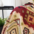 Boho geo ethnic throw blanket cream geometric living room cover