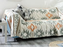 Boho geometric orange & blue cotton throw blanket living room