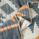Boho geometric orange & blue cotton throw blanket living room