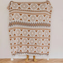Boho geometric pattern cream & brown throw blanket bedroom tassels