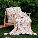Boho geometric pattern cream & brown throw blanket bedroom tassels