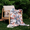Boho geometric summer blanket orange & teal bedroom throw