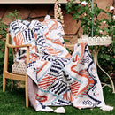Boho geometric summer blanket orange & teal bedroom throw